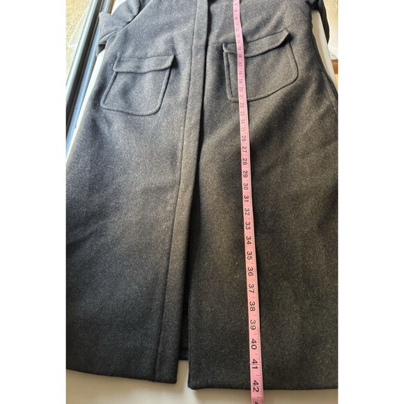 J Crew Wool Blend Trench Coat Jacket Women Size L Heather Gray Zip Front Pockets - Picture 7 of 12